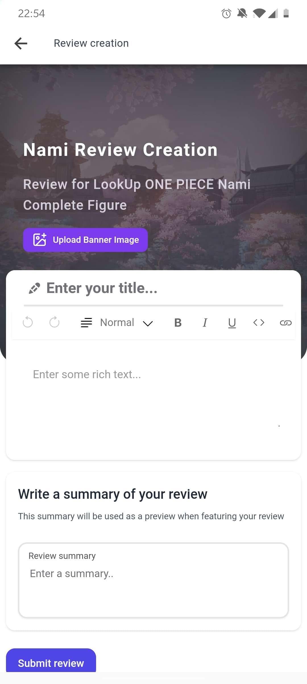 Figure review creation screen